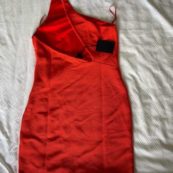 NBD Orange Red Asymmetrical One-Shoulder Bodycon Dress - Picture 6 of 12
